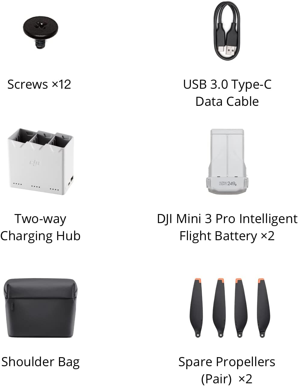 DJI Kit Mini 3 Pro Fly More, inclui duas baterias inteligentes de voo, um hub de carregamento bidirecional, cabo de dado - Imagem 2